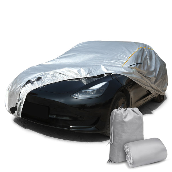 Wodoodporna osłona samochodu Daolar do modelu Tesla 3/S/X/Y Pełna zewnętrzna osłona z wentylowaną siatką i port ładowania na zewnątrz w każdą pogodę, odporna na śnieg ochrona UV wiatroszczelna