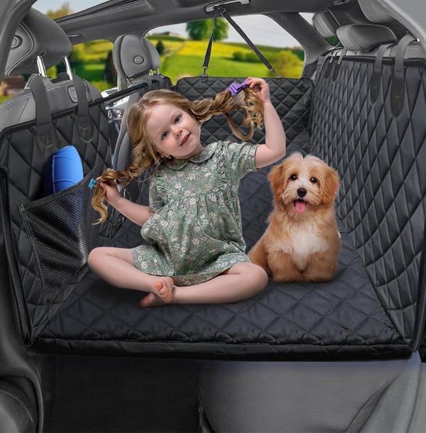 Koc dla psa na tylne siedzenie samochodu z siatkowym oknem, ławka, twarde dno zmywalne dla zwierząt domowych Pokrowiec na fotelik samochodowy, nie nadmuchiwany materac do łóżka samochodu dla większości samochodów, SUV-ów, samochodów ciężarowych